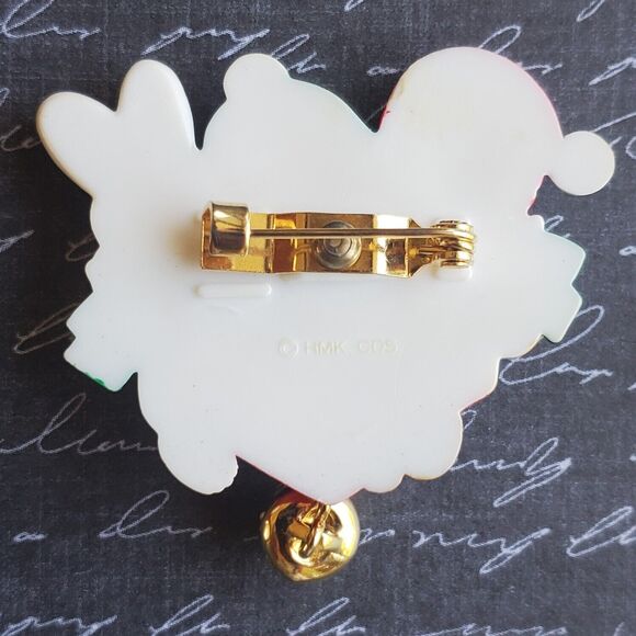 Vintage Hallmark Christmas Pin Animal Friends Singing Jingle Bells Brooch Cute - Picture 2 of 5